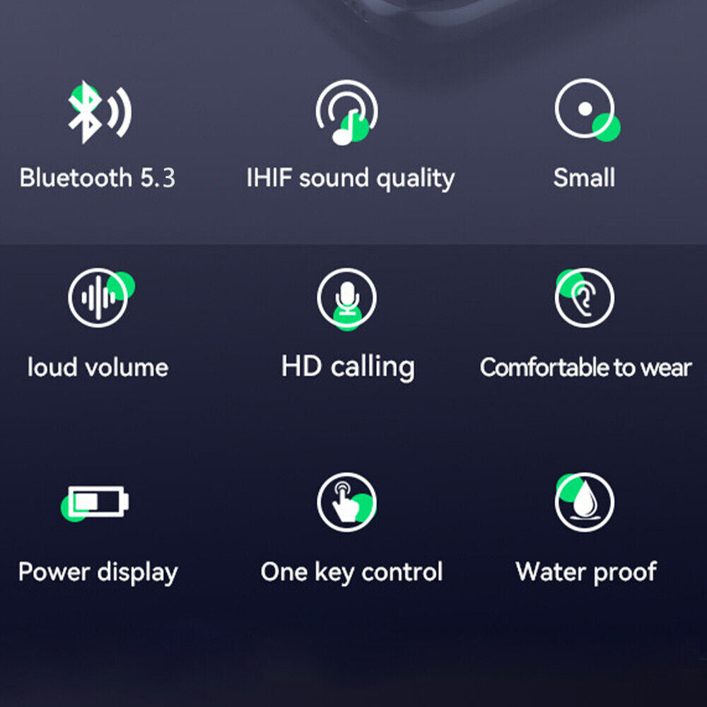 „Bluetooth 5.3“ ausinės ausyse, belaidės TWS sportinės ausinės, IPX-5 su mikrofonu DE