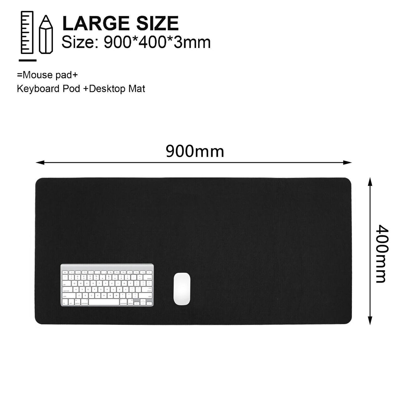 Juoda 90x40 cm – itin didelė neslystanti žaidimų pelės kilimėlis
Tinka PC ir nešiojamam kompiuteriui, taip pat kaip klaviatūros stalo padėklas.